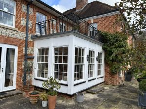 white flush sash windows