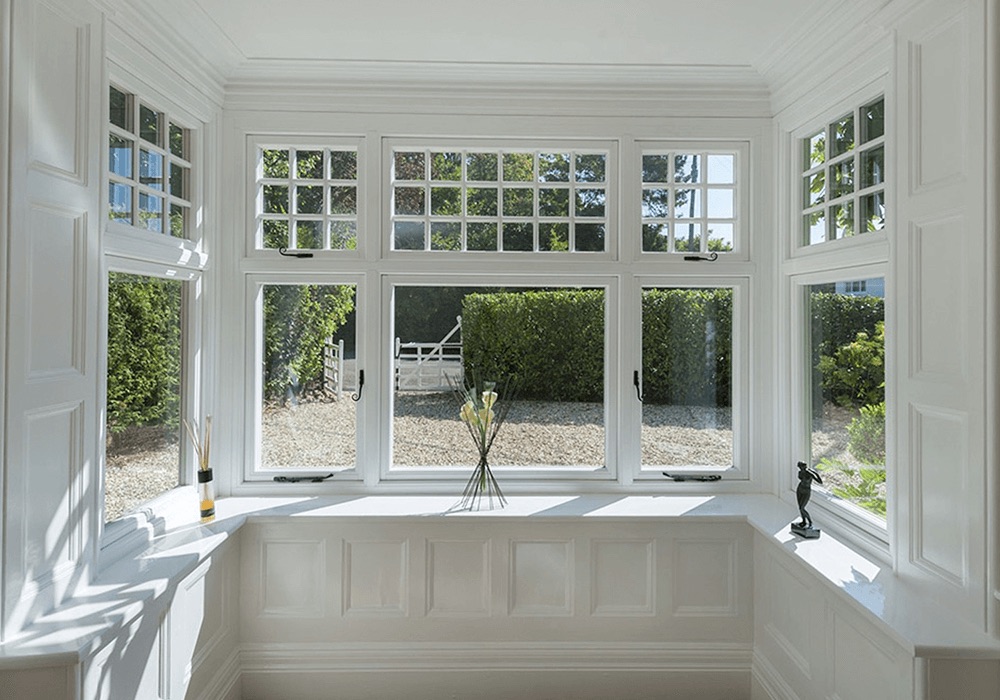 white upvc bay window